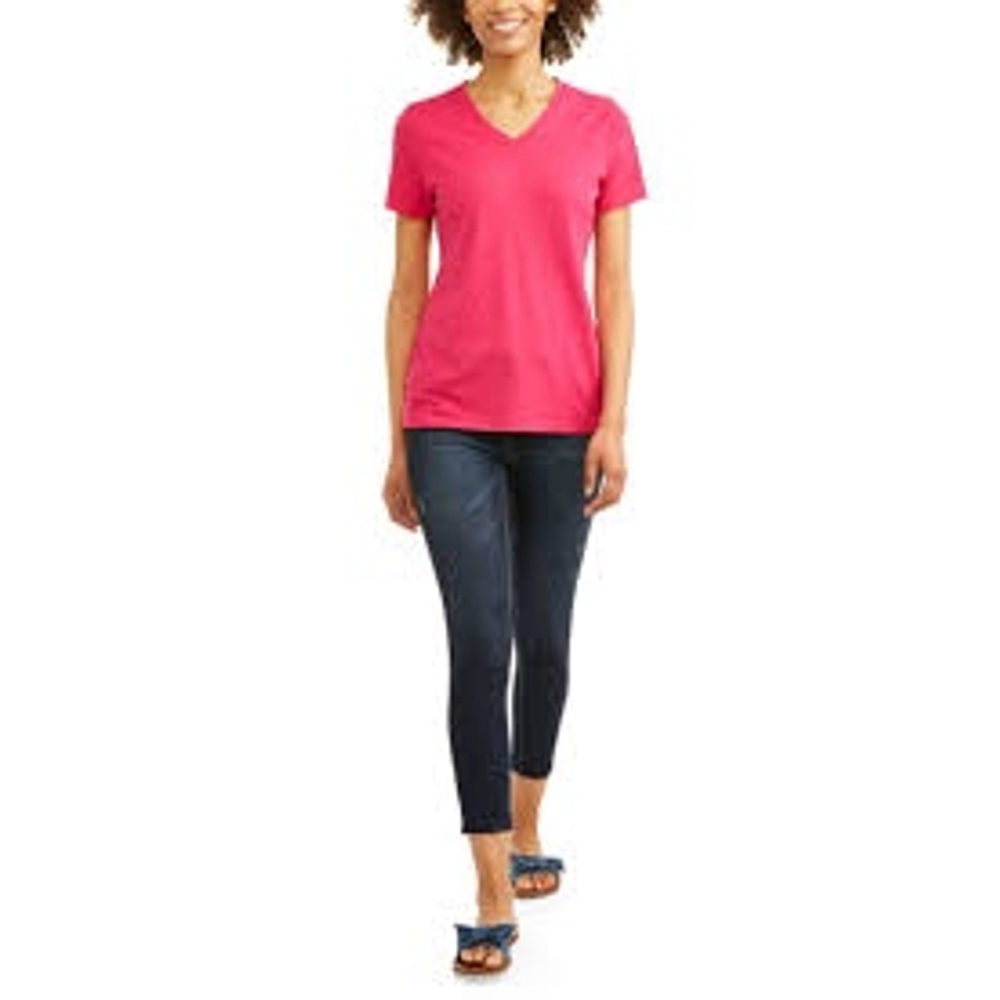 Member's Mark Pink V-Neck Short Sleeve Tee Size M